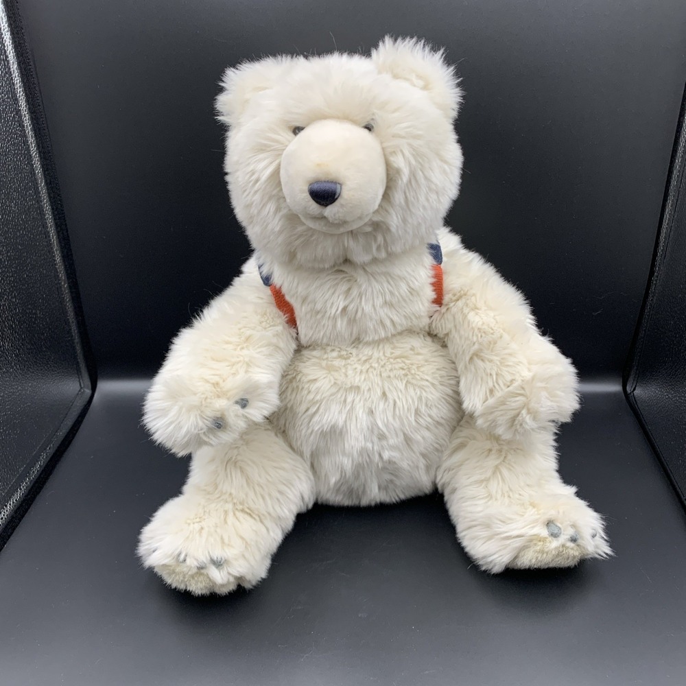 Gund American Eagle Polar Bear Plush 20" Wearing Backpack and snowboard